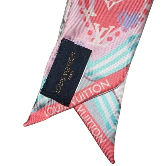 LOUIS VUITTON RARE REVERSIBLE 100% SILK BANDEAU SCARF W/ COA - Picture 10 of 11